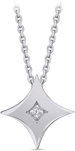 Zen Diamond Star Pendant Necklace - 0.02 Carat Geniune Diamond - Anniversary, Valentine's Day, Mother's Day, Birthday Gifts for women - Trendy 925k Sterling Silver Necklace with Jewelry Box (17.7" chain) in Kuwait