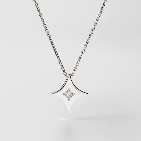 Zen Diamond Star Pendant Necklace - 0.02 Carat Geniune Diamond - Anniversary, Valentine's Day, Mother's Day, Birthday Gifts for women - Trendy 925k Sterling Silver Necklace with Jewelry Box (17.7" chain) in Kuwait