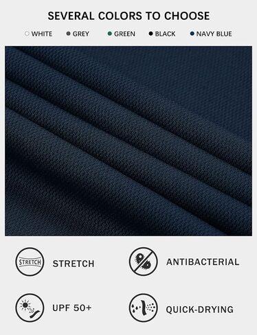 قمصان بولو Hiverlay للرجال قميص جولف بياقة بأكمام طويلة وقصيرة مع جيب بعامل حماية من الأشعة فوق البنفسجية 50+ أداء عمل سريع الجفاف in Kuwait