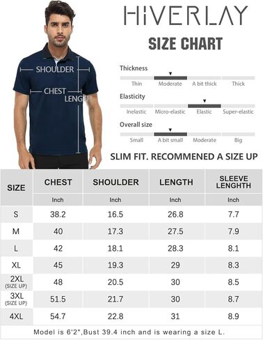 قمصان بولو Hiverlay للرجال قميص جولف بياقة بأكمام طويلة وقصيرة مع جيب بعامل حماية من الأشعة فوق البنفسجية 50+ أداء عمل سريع الجفاف in Kuwait