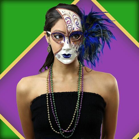 Windy City Novelties 12-Pack Mardi Gras 33" inch Necklace | Shiny Purple-Green-Gold Beads for Tossing in Saudi Arabia
