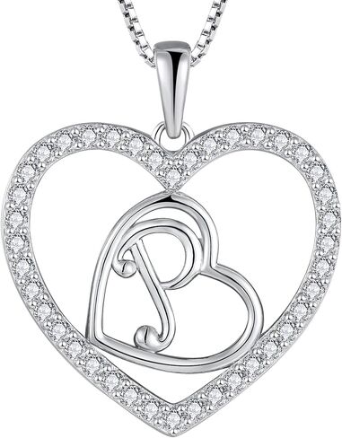 قلادة YL الأولية من الفضة الإسترليني عيار 925 بقلادة حرف الحب المزدوج على شكل قلب من الألف إلى الياء للنساء in Kuwait