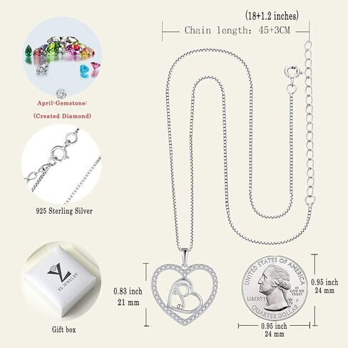 قلادة YL الأولية من الفضة الإسترليني عيار 925 بقلادة حرف الحب المزدوج على شكل قلب من الألف إلى الياء للنساء in Kuwait