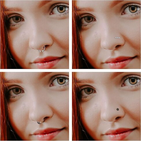 AllerPierce 20G Nose Rings Set L Shaped Nose Studs Nose Screw Hypoallergenic Tragus Cartilage Nose Ring Hoop Stainless Steel Nose Piercing Jewelry for Men Women in Kuwait