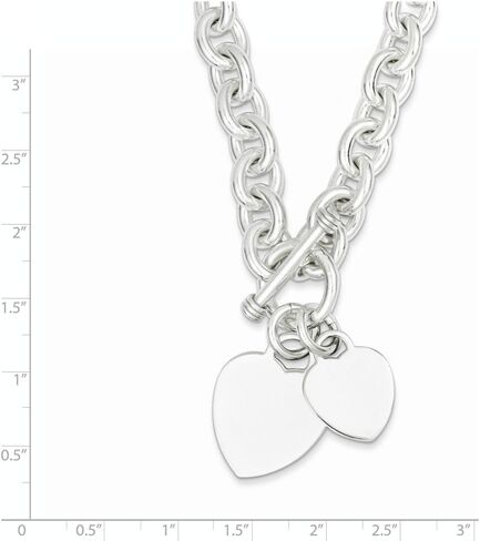 Solid 925 Sterling Silver Engravable Heart Disc on Unique Link Toggle Charm Bracelet 7.75" (Width = 21mm) in Saudi Arabia