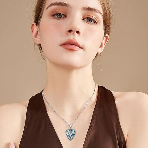 LELOUCHY Guitar Pick Necklace Sterling Silver Guitar Rock Roll Hand Necklace with Abalone Jewelry Gifts for Women Men in Saudi Arabia