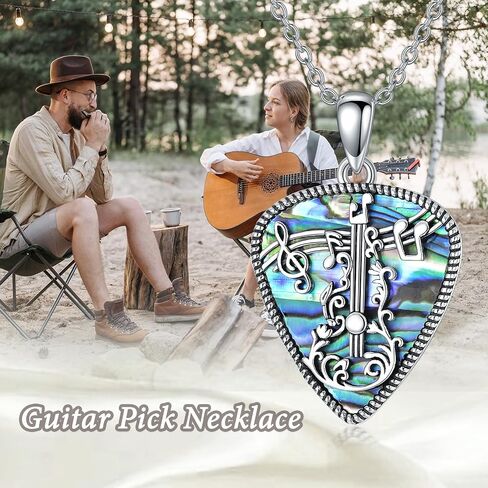 LELOUCHY Guitar Pick Necklace Sterling Silver Guitar Rock Roll Hand Necklace with Abalone Jewelry Gifts for Women Men in Saudi Arabia