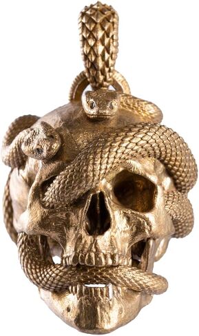 كوبرتيست دبليو يو قلادة بدلاية على شكل جمجمة وثعبان للهالوين للرجال والاب والنساء، مجوهرات قوطية هدية (نحاس) in Kuwait