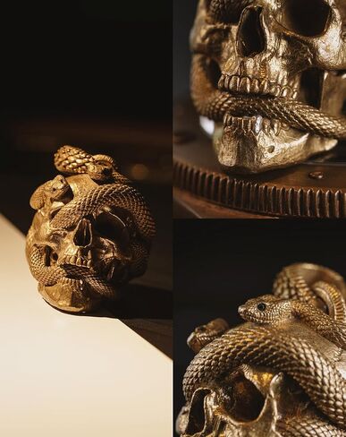 كوبرتيست دبليو يو قلادة بدلاية على شكل جمجمة وثعبان للهالوين للرجال والاب والنساء، مجوهرات قوطية هدية (نحاس) in Kuwait