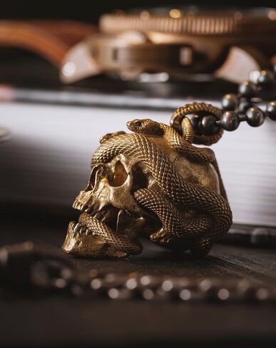 كوبرتيست دبليو يو قلادة بدلاية على شكل جمجمة وثعبان للهالوين للرجال والاب والنساء، مجوهرات قوطية هدية (نحاس) in Kuwait