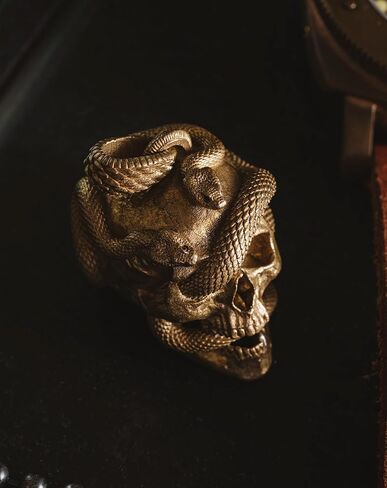 كوبرتيست دبليو يو قلادة بدلاية على شكل جمجمة وثعبان للهالوين للرجال والاب والنساء، مجوهرات قوطية هدية (نحاس) in Kuwait