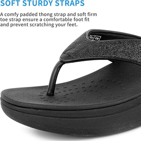 ERGOfoot منصة فليب فلوب للنساء مع دعم للقوس، شباشب لتقويم العظام للنساء، صنادل لالتهاب اللفافة الأخمصية للقدم المسطحة، صنادل مريحة بنمط ثونغ in Kuwait