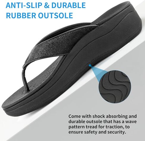 ERGOfoot منصة فليب فلوب للنساء مع دعم للقوس، شباشب لتقويم العظام للنساء، صنادل لالتهاب اللفافة الأخمصية للقدم المسطحة، صنادل مريحة بنمط ثونغ in Kuwait