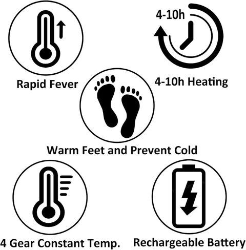 HIWARM نعال تسخين كهربائي بالأشعة تحت الحمراء البعيدة 4 درجات حرارة ثابتة قابلة لإعادة الشحن لتدفئة القدم للرجال والنساء، أحذية حرارية إدراجات للتزلج والمشي لمسافات طويلة والتخييم in Kuwait