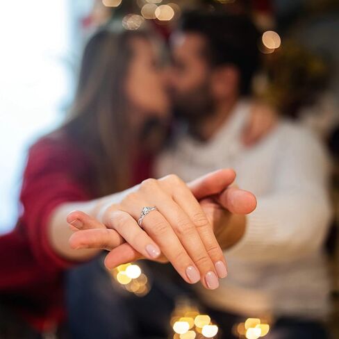 حلقات مويسانيتي من ANAZOZ للنساء، خواتم الوعد للنساء من الفضة الإسترلينية S925 0.5 قيراط D اللون VVS1 خاتم خطوبة مويسانيتي قابل للتعديل، مع شهادة GRA in Kuwait