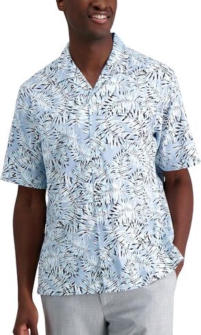 Haggar Men's Short Sleeve Printed Stretch Camp Shirt in Saudi Arabia