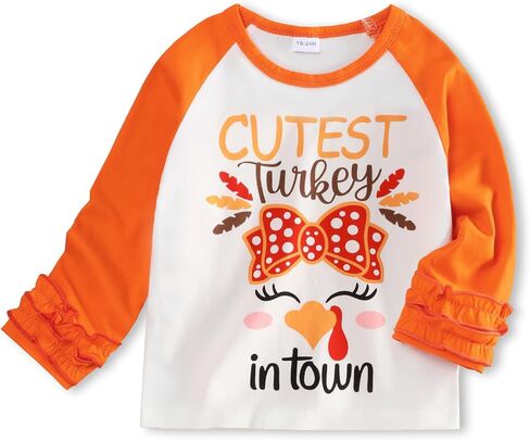 Thanksgiving Shirt Baby Coolest Turkey in Town Turkey Print Thanksgiving Clothes for Toddler Boy in Kuwait