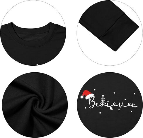 FASHGL Believe سويت شيرت نسائي مضحك بقبعة عيد الميلاد وبلوزة جرافيك كاجوال بأكمام طويلة بلوفر عيد الميلاد وقمصان العطلات in Kuwait