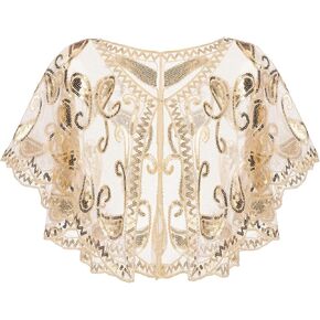 SWEETV Women's 1920s Flapper Shawl,Sequin Beaded Shawls and Wraps for Evening Dresses/Party/Wedding/Formal/Harlem night in Kuwait