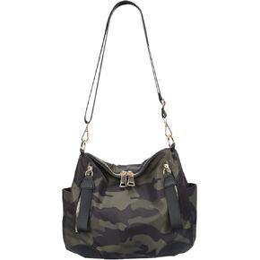PAKFIEKS Women Waterproof Nylon Crossbody Bag Camo Hobo Tote Bag Large Capacity Anti-theft Lightweight Travel Shoulder Bag
