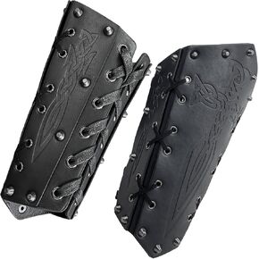 HiiFeuer Medieval Embossed Arm Bracers, Retro Faux Leather Knight Arm Gauntlets, Vintage Renaissance Arm Guards in Kuwait