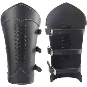 الجلود القفاز معصمه المعصم درع الجلود دعامات القرون الوسطى Vambrace الرماية دعامات الفايكنج واقي للذراع للرجال النساء 2 قطعة