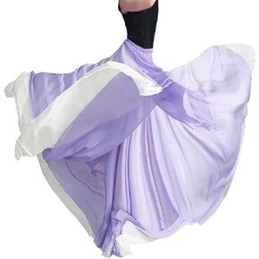 BACKGARDEN Women Black Red Two Layered Reversible Chiffon Long Maxi Skirt for Belly Spain Gypsy Dance Performance Photography