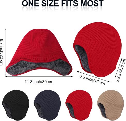 Apoway 4 Pack Winter Warm Earflap Hat Thick Fleece Lined Beanie with Ear Cover Stretchy Watch Skull Cap for Men Women in Saudi Arabia