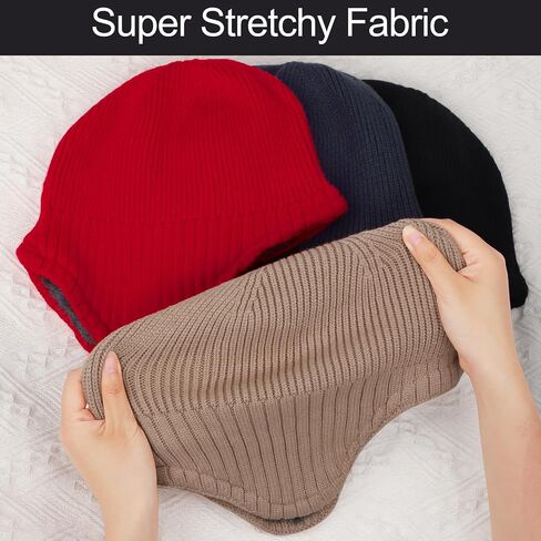 Apoway 4 Pack Winter Warm Earflap Hat Thick Fleece Lined Beanie with Ear Cover Stretchy Watch Skull Cap for Men Women in Saudi Arabia