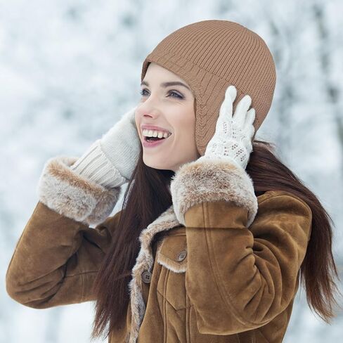 Apoway 4 Pack Winter Warm Earflap Hat Thick Fleece Lined Beanie with Ear Cover Stretchy Watch Skull Cap for Men Women in Saudi Arabia