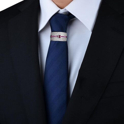 VVCome Men's Micro Pave Cubic Zirconia Tie Clips Tie Holder Crystal Necktie Ring Tie Tacks Accessories for Wedding Business in Saudi Arabia