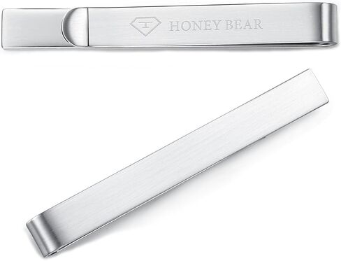 HONEY BEAR Mens Tie Clip Bar Normal Size Steel for Business Wedding Gift 5.4cm in Kuwait