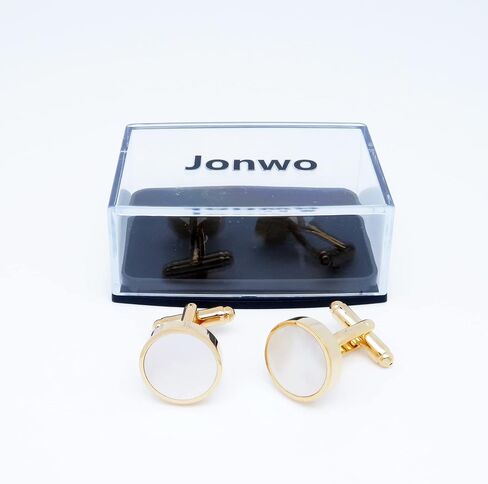 Jonwo أم اللؤلؤ الرجال أزرار أكمام وربطة عنق مجموعة مشبك التعادل العادية ربطة العنق شريط رابطة عنق دبوس الكفة الروابط ل قميص رسمي للأعمال التعادل in Kuwait