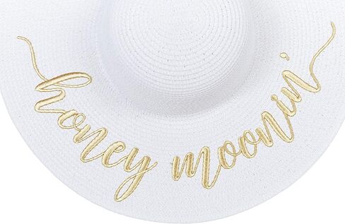 Womens Embroidered Straw Sun Hat Bridal Shower Gift Bachelorette Honeymoon in Saudi Arabia