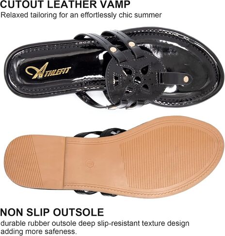 Athlefit Womens Flat Sandals Flip Flops Casual Slip on Comfortable Thong Beach Sandal for Women Dressy in Kuwait