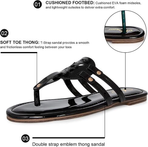 Athlefit Womens Flat Sandals Flip Flops Casual Slip on Comfortable Thong Beach Sandal for Women Dressy in Kuwait