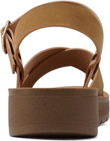Soda CHESTER ~ Women Flat Sandals Flatform Ankle Buckle Criss Cross Band Straps Sandals Shoes (Gold Raffia, 5.5) in Saudi Arabia