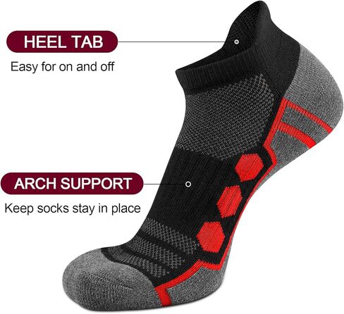 جوارب رياضية للكاحل للرجال من eallco، جوارب رياضية للجري نصف مبطنة للرجال، 6 أزواج in Kuwait