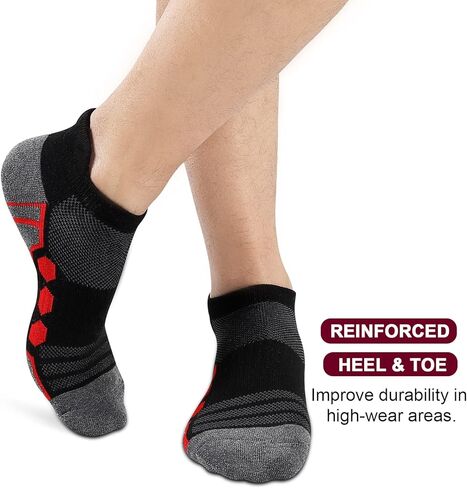 جوارب رياضية للكاحل للرجال من eallco، جوارب رياضية للجري نصف مبطنة للرجال، 6 أزواج in Kuwait
