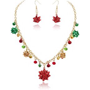 Firstmeet Christmas Necklace Bracelet Earring Set Holiday Jewelry Xmas Gift for Teen Girls
