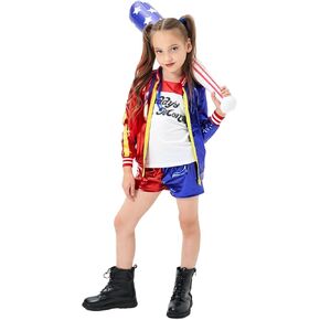 Itopfox Halloween Costumes for Girls -Joker Costumes with Jacket Shorts Tshirt -Easy to Wear for Cool Kids Cosplay Costumes in Kuwait