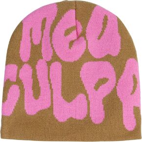 HYOUT Crochet Beanie Hats for Women Men, Winter Skull Caps, MEA Beanies Culpa with Emo Grunge Accessories