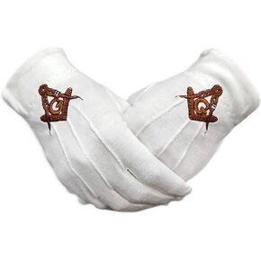 قفازات ماسونية قطنية مربعة ذهبية وبوصلة مطرزة in Kuwait