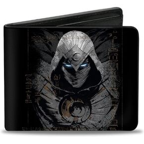 Wallet Bifold PU Moon Knight Hieroglyphics Pose and Logo Black Grays Tans in Saudi Arabia