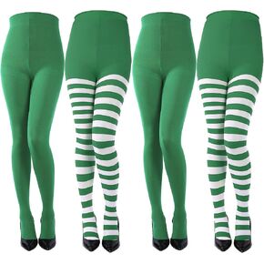 Sumind 4 Pairs Christmas Striped Tights Full Length Tights Thigh High Stocking for Christmas Halloween Costume in Saudi Arabia