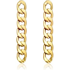 ZITULRY Link Chain Drop Earrings for Women Statement Long Dangle Earrings Silver Gold plated Stud Earrings for girl