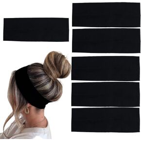 MLMOMVME 6 Pcs Black White Headbands for Women Hair Cotton Headband Non-slip Stretchy Elastic Head Wrap Holder Hair Accessories