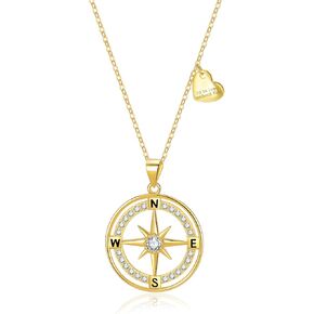 SLOVECABIN 18k Gold Plated Compass Necklace Non Tarnish Compass Pendant Dainty Anniversary Graduation Travel Gifts Jewelry for Women Girls Daughter Wife Friend in Saudi Arabia