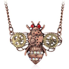 AILUOR Steampunk Gear Pendant Necklace, Punk Vintage Gothic Love Heart Owl Butterfly Bee Insect Chain Sweater Pendant Necklace Jewelry for Women Girl in Saudi Arabia