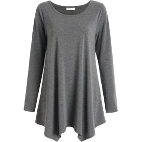 Esenchel Women's Long Sleeves Tunic Top for Leggings Flared Shirt